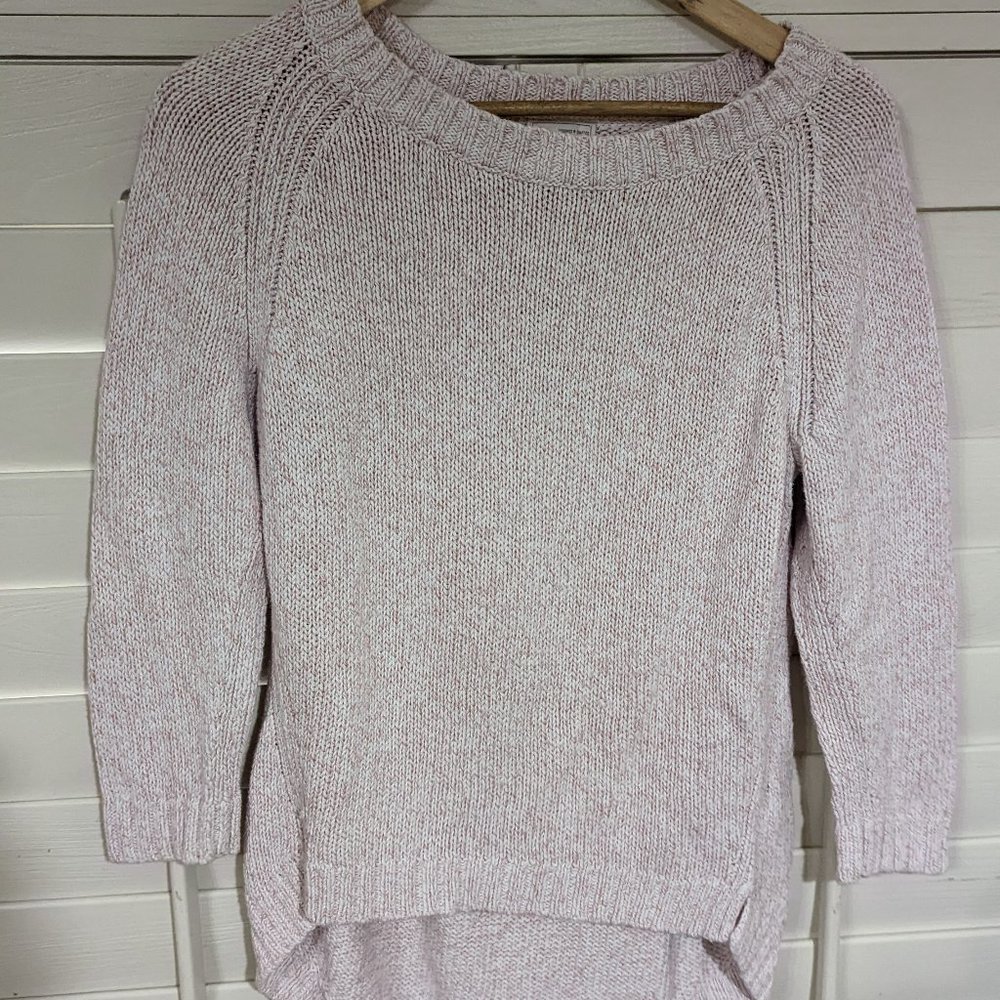 Cable Knit Pink and White Tunic Asymmetrical Sweater Sz Medium